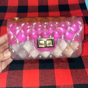 Pink & Clear Ombré Gel Crossbody/Clutch Purse